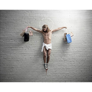 Jesus with shopping bags (Plastic Jesus)