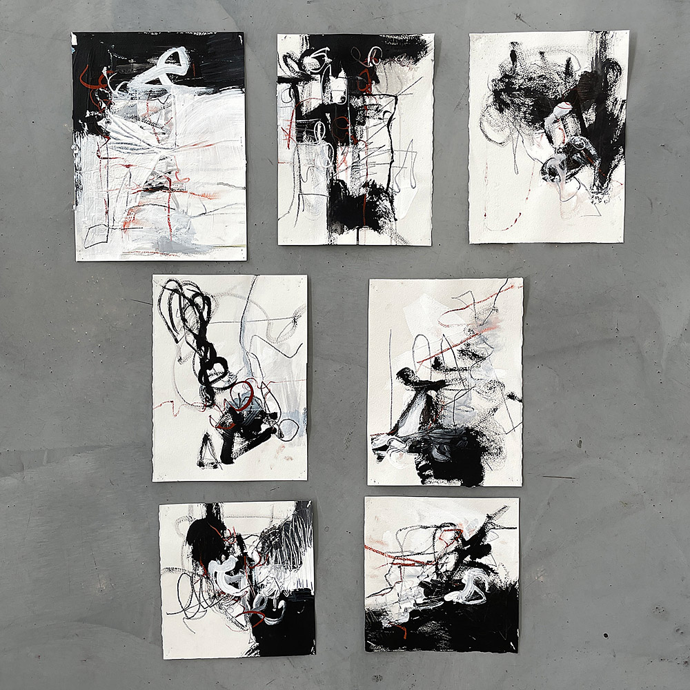Black, white, and red collection by Stephanie Visser (Works on paper)